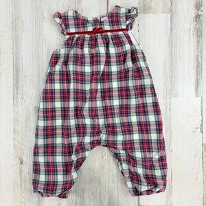 Trotters London Confiture Plaid Romper Sz 18 24 M